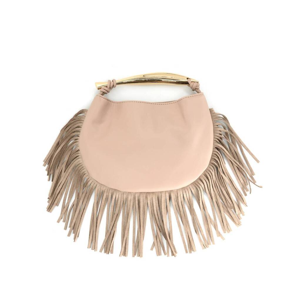 NEW BC HANDBAGS women's fringed bag in beige